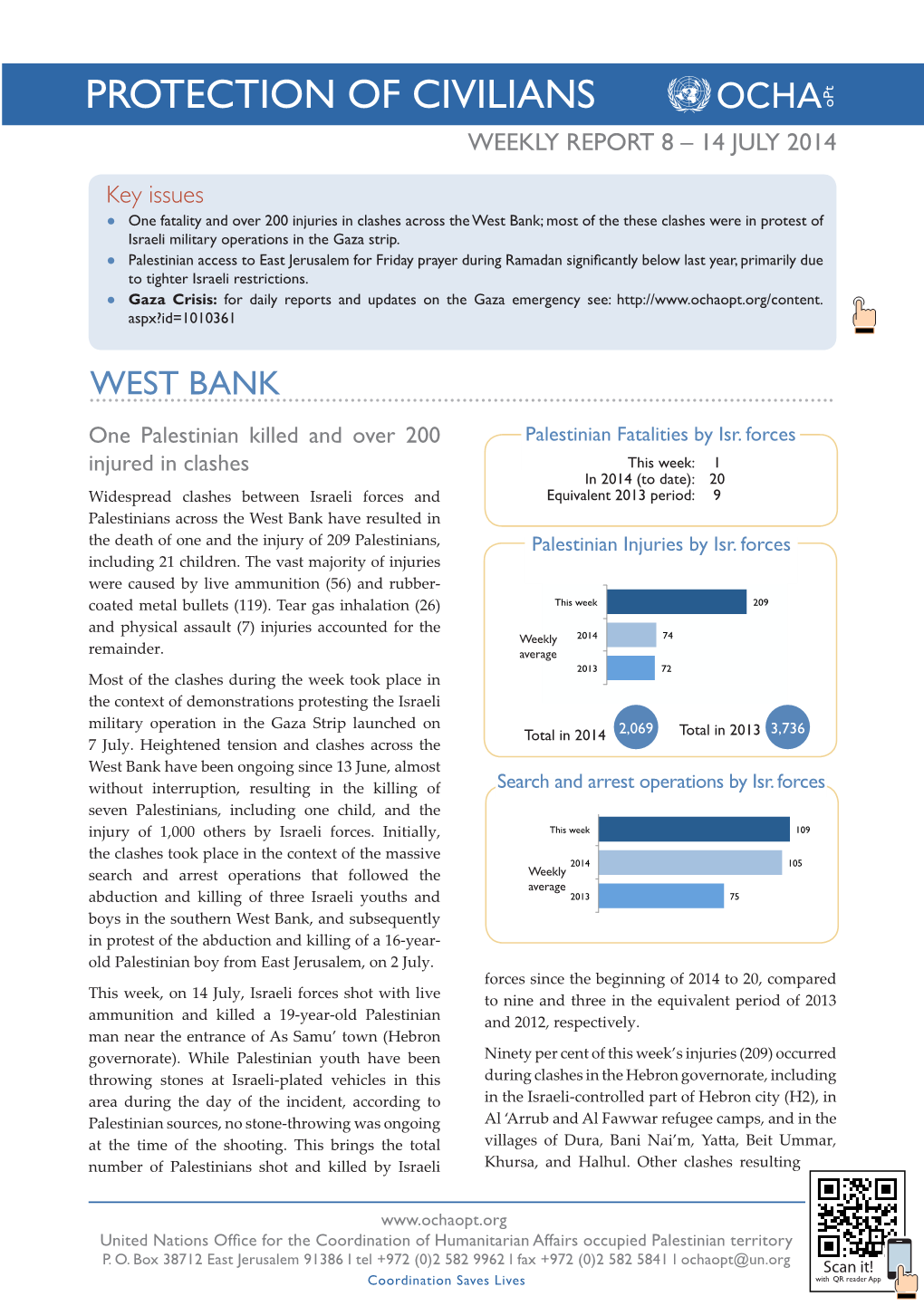 PROTECTION of CIVILIANS Opt WEEKLY REPORT 8 – 14 JULY 2014
