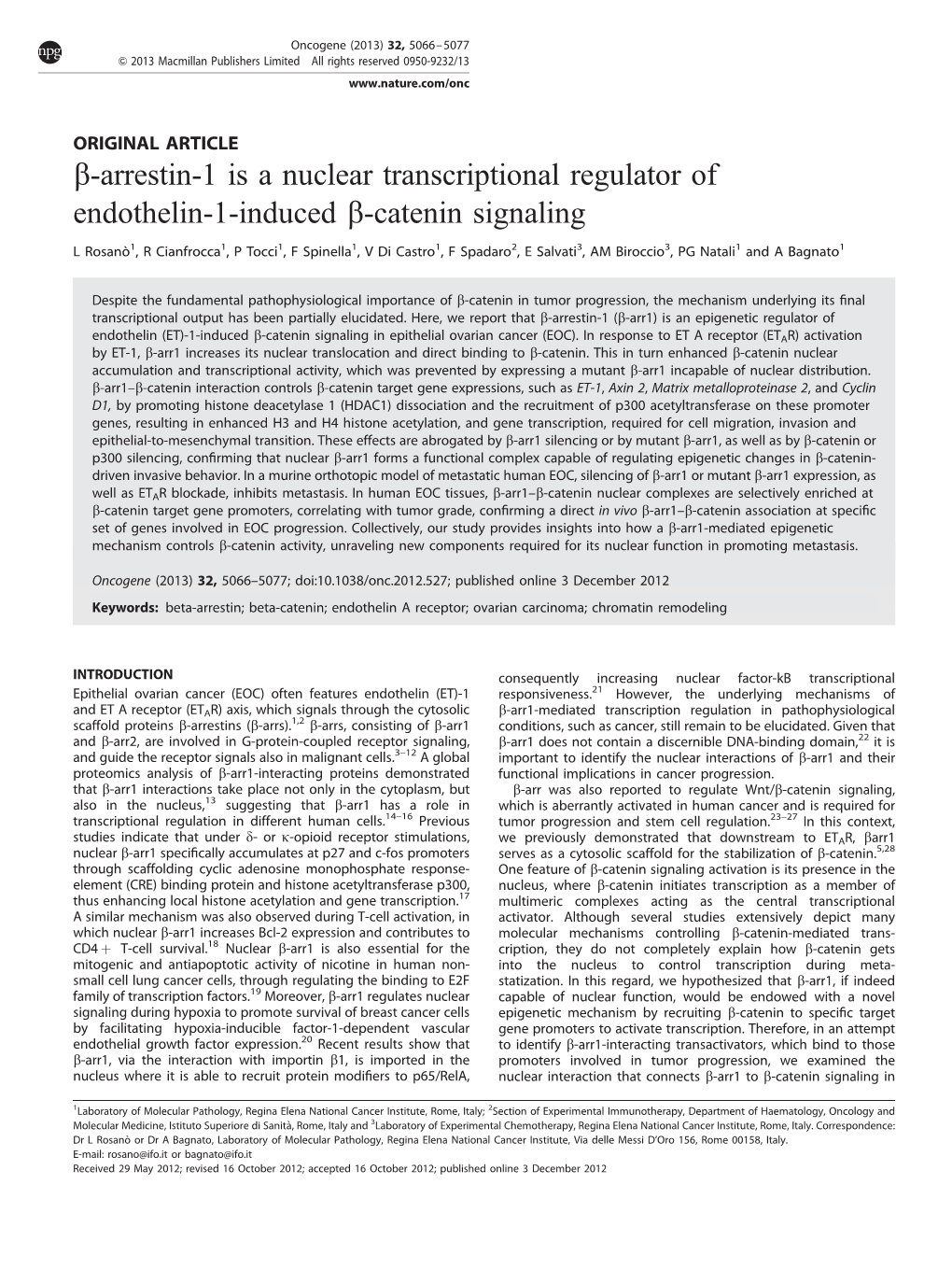 Β-Arrestin-1 Is a Nuclear Transcriptional Regulator of Endothelin-1-Induced