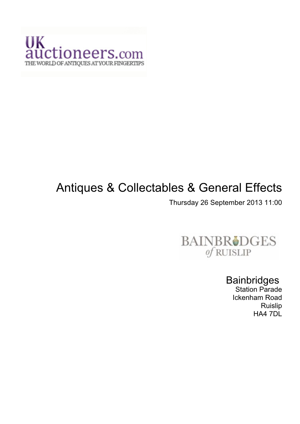 Antiques & Collectables & General Effects
