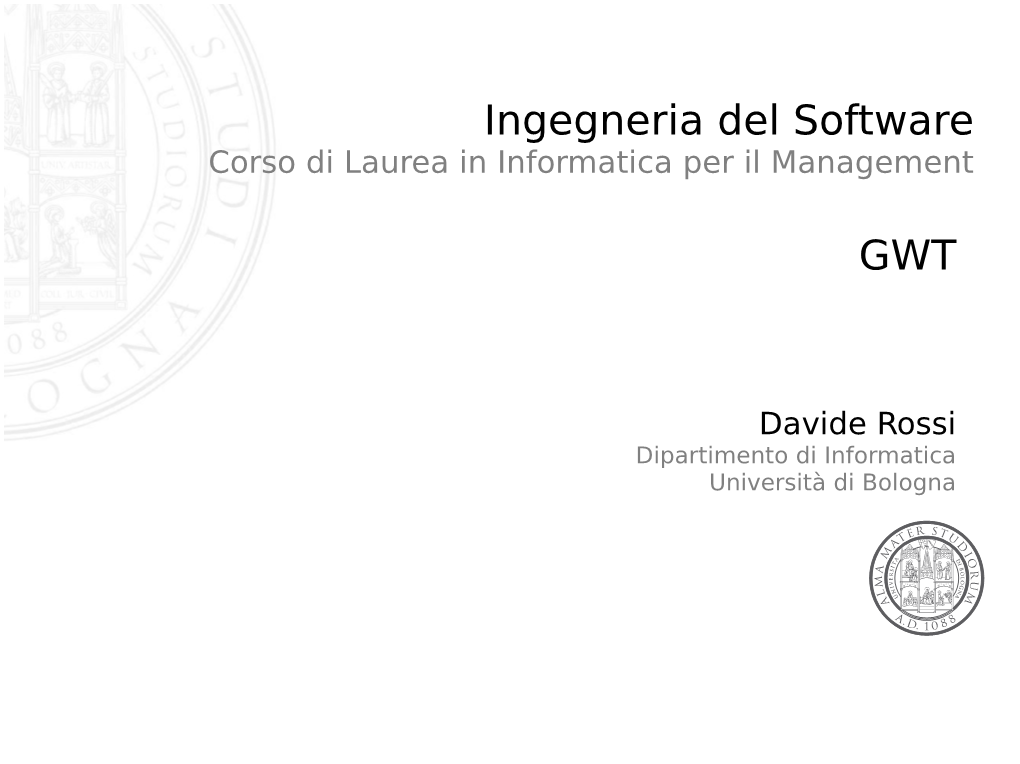 Ingegneria Del Software Corso Di Laurea in Informatica Per Il Management