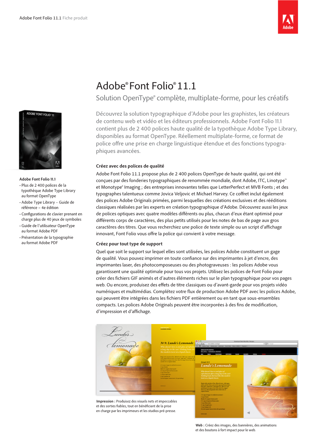 Adobe Font Folio 11.1 Fiche Produit