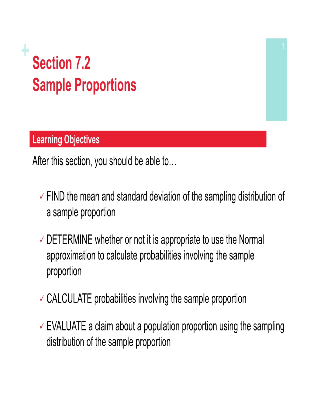 Section 7.2 Sample Proportions