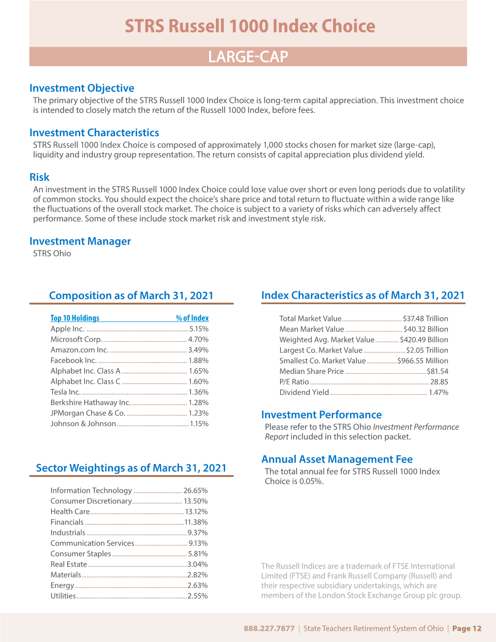 STRS Russell 1000 Index Choice LARGE-CAP