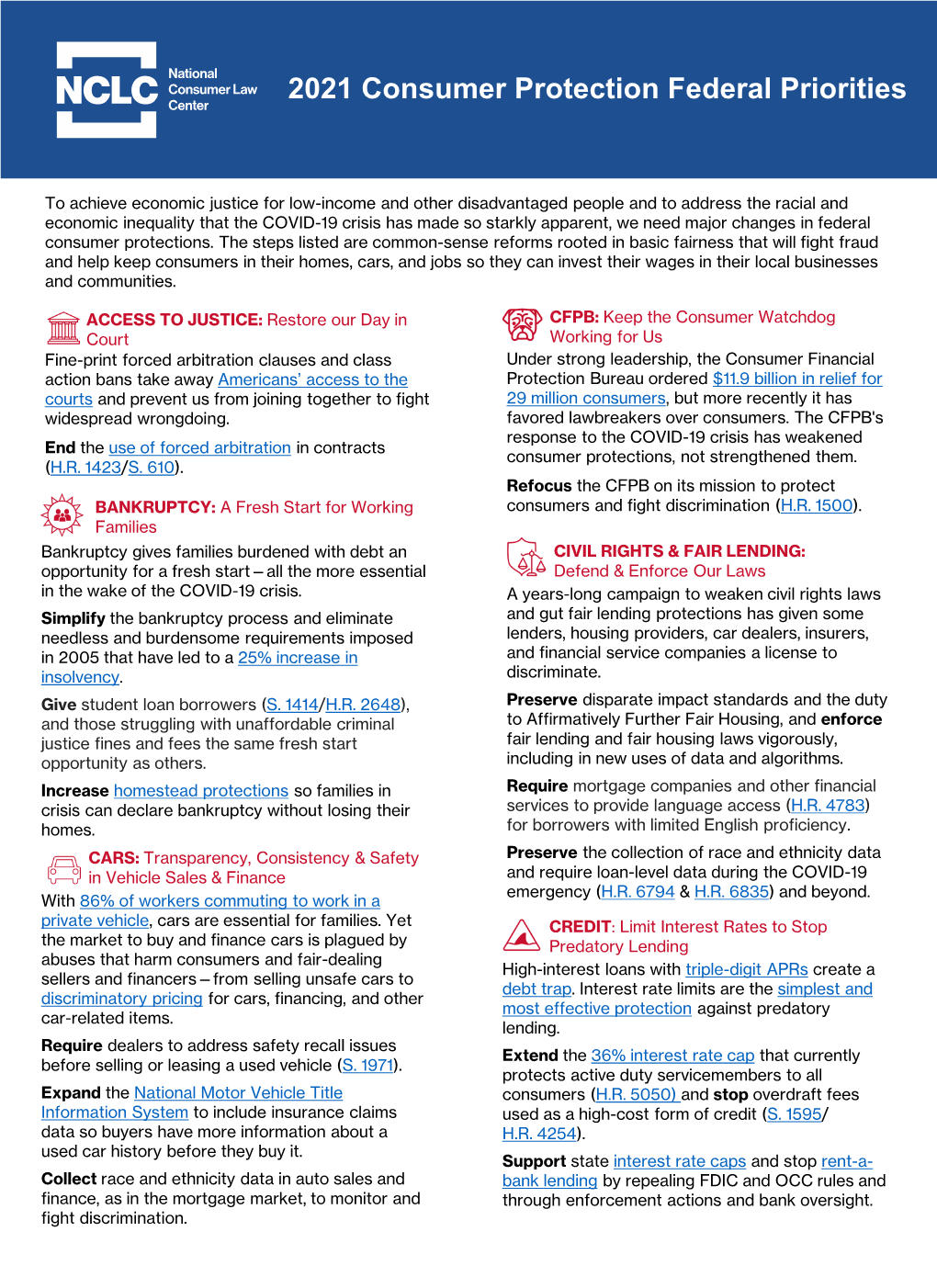 NCLC 2021 Consumer Protection Federal Priorities