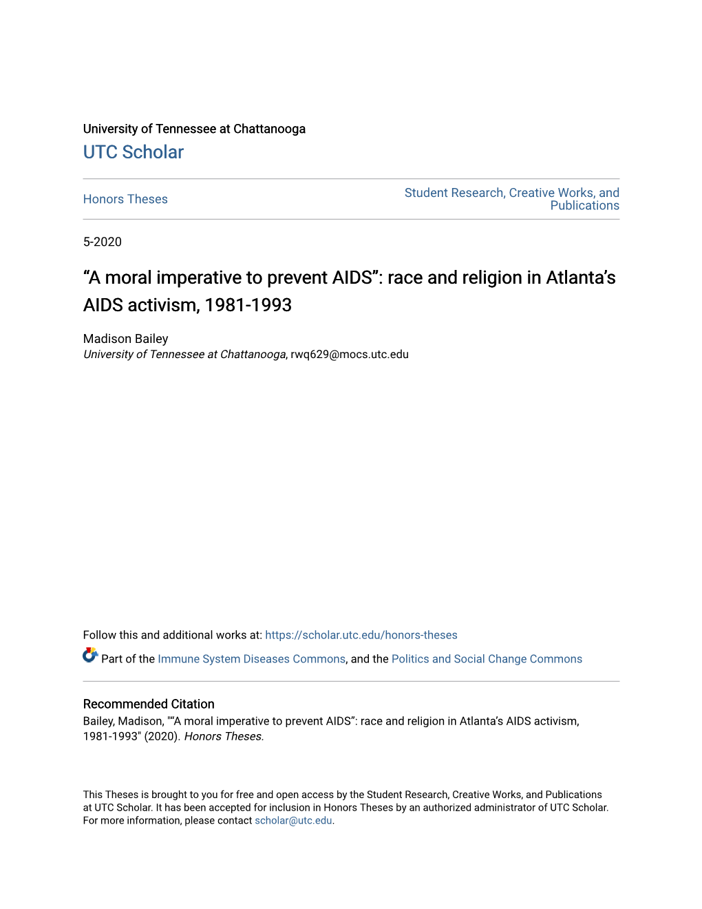 Race and Religion in Atlanta's AIDS Activism, 1981-1993