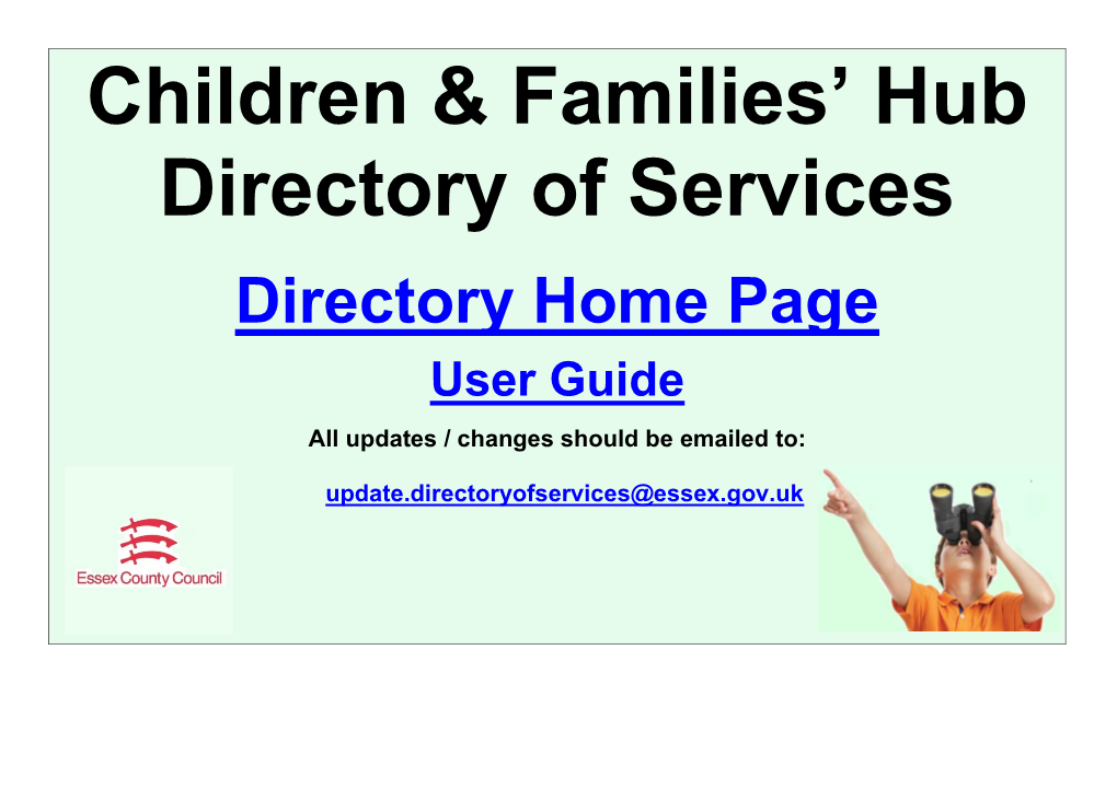 Directory of Children and Family Services at Essex County Council