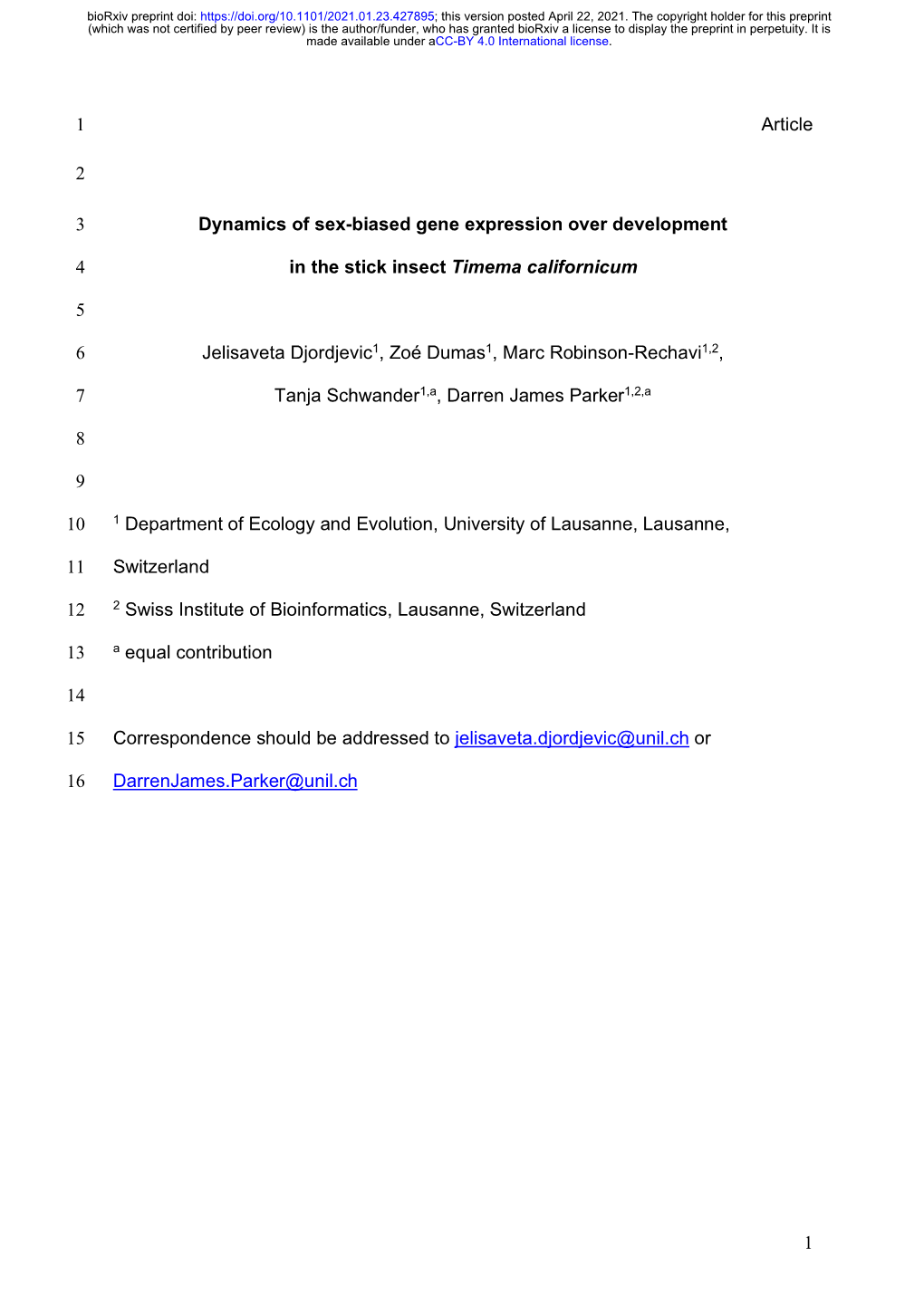 Dynamics of Sex-Biased Gene Expression Over Development in The