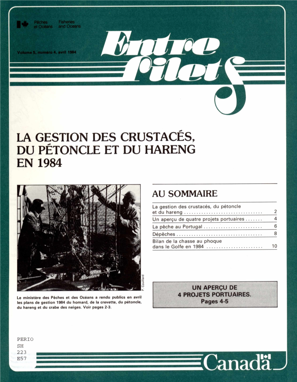 La Gestion Des Crustaces, Du Petoncle Et Du Hareng En 1984