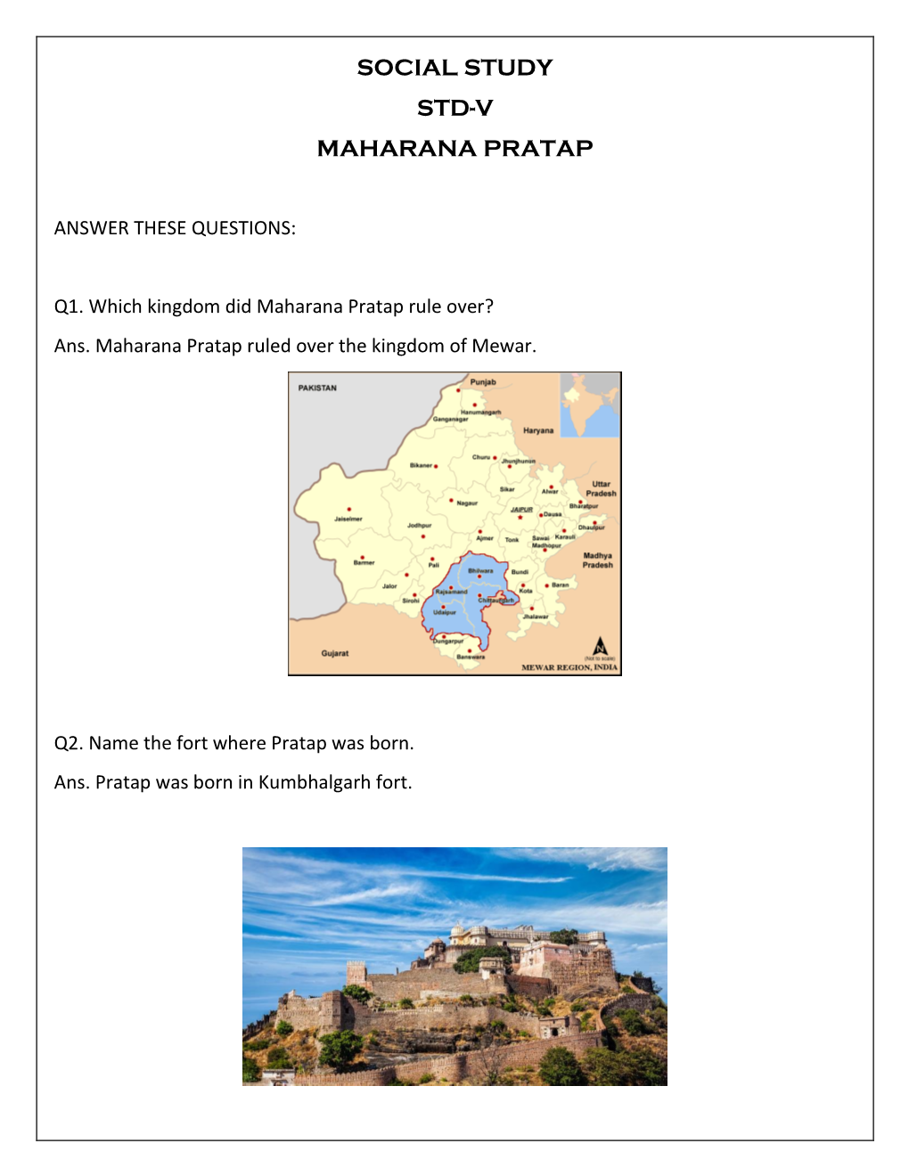 Social Study Std-V Maharana Pratap