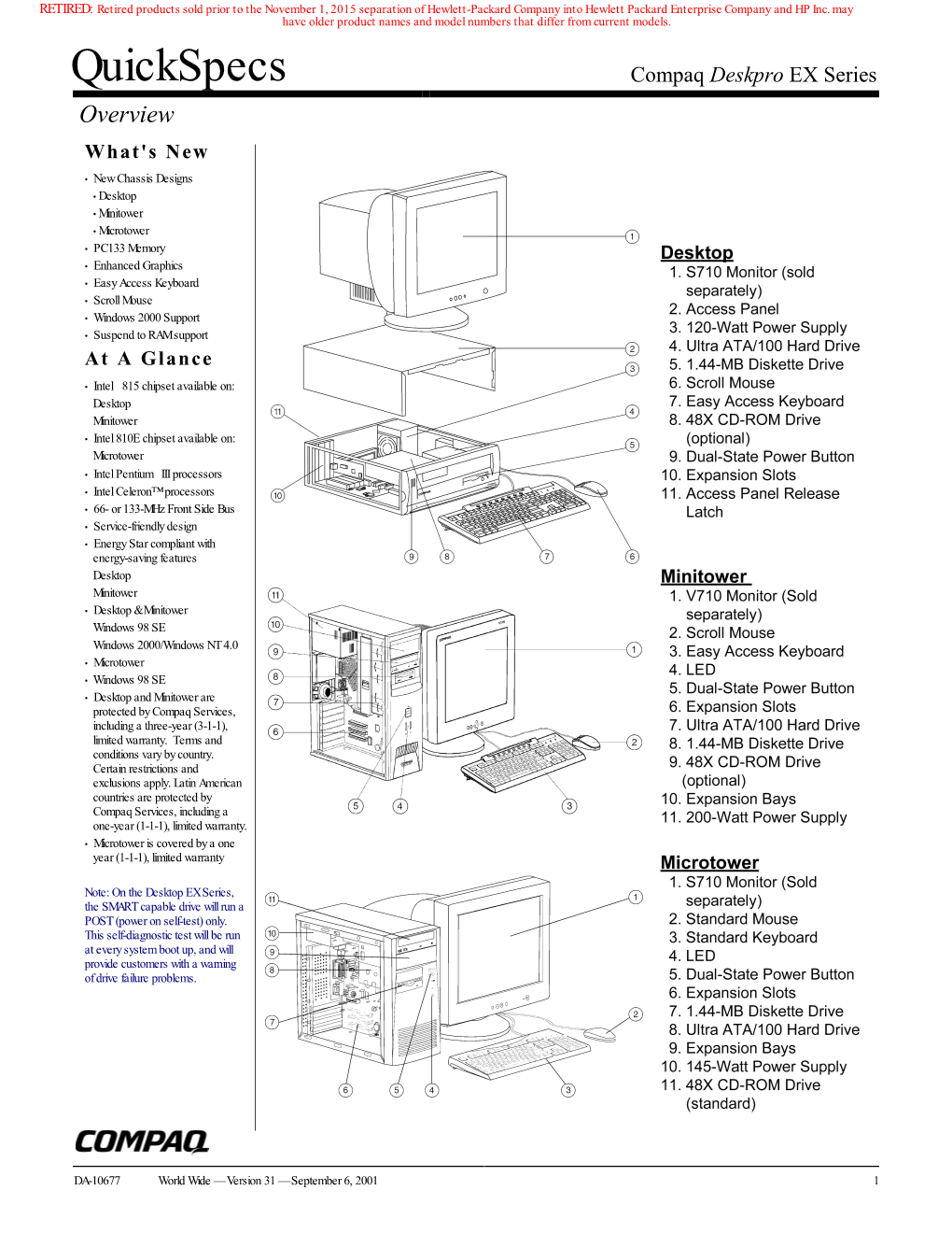 Quickspecs Compaq Deskpro EX Series