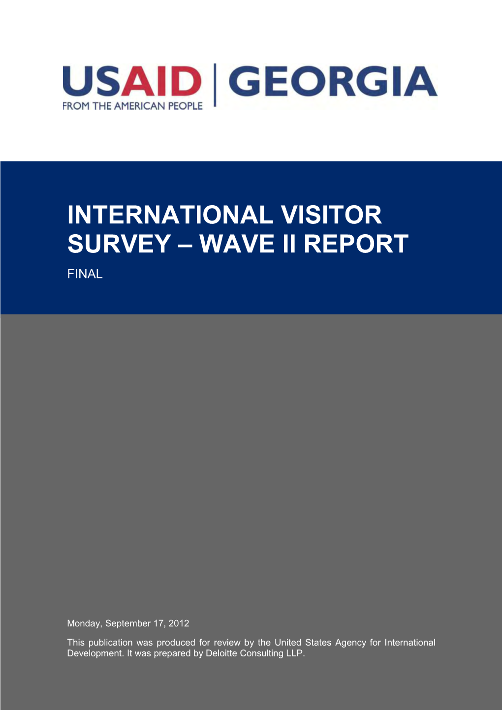 International Visitor Survey – Wave Ii Report Final