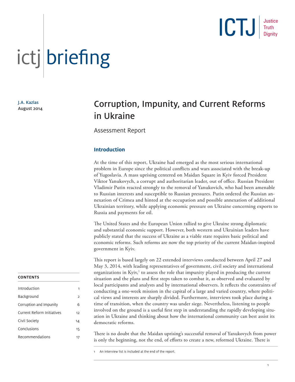 Ictj Briefing