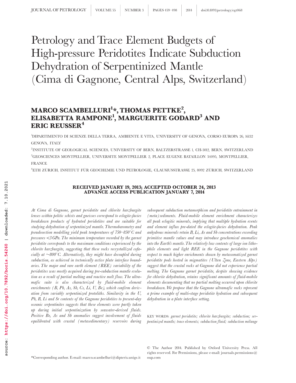 Petrology and Trace Element Budgets of High-Pressure Peridotites