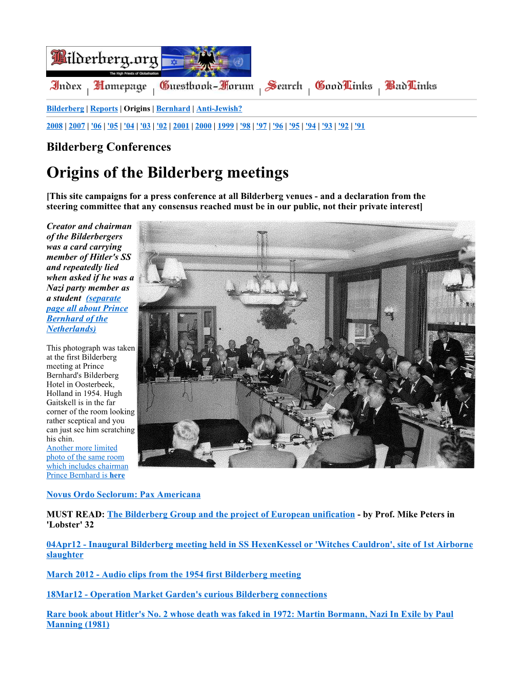 Origins of the Bilderberg Meetings