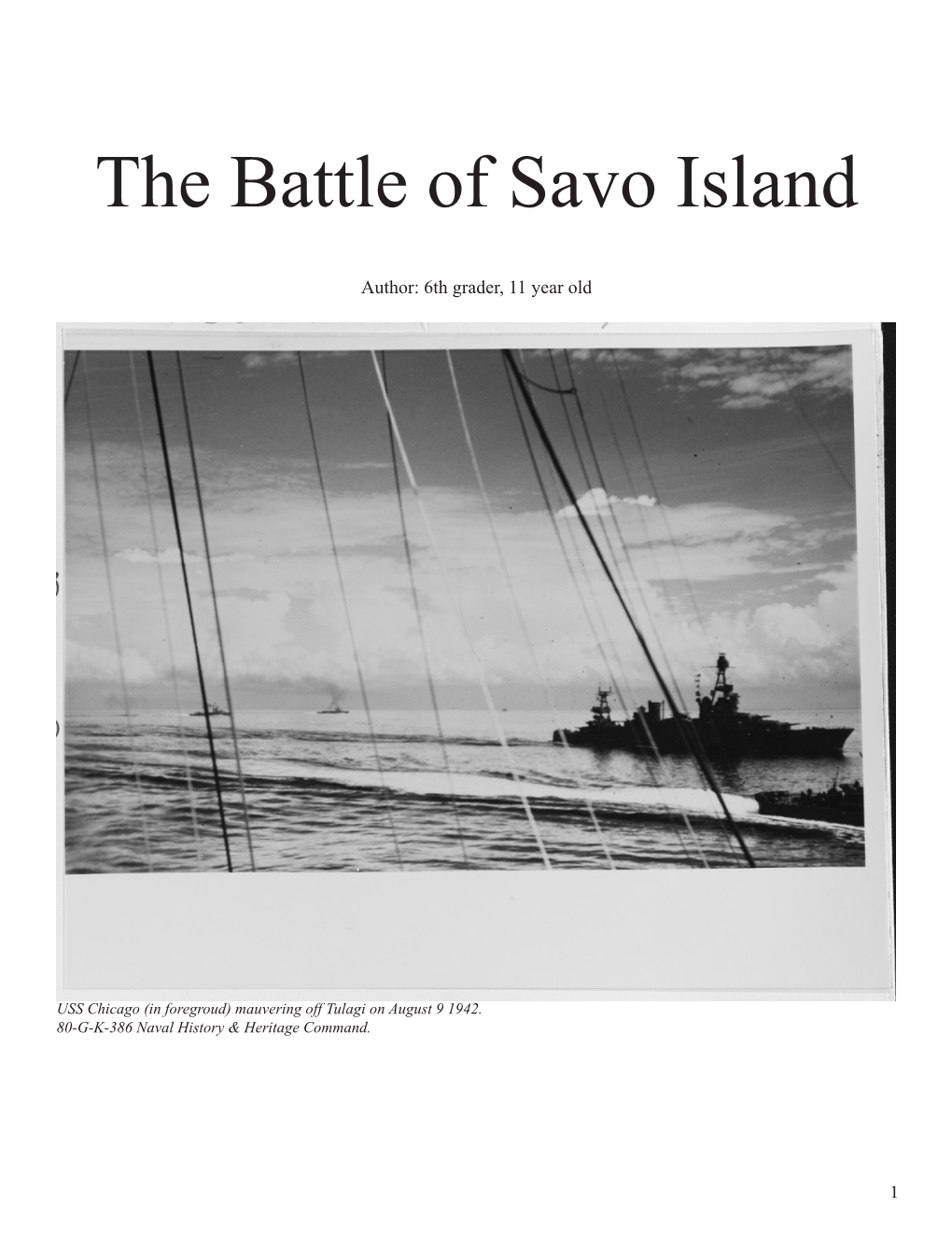 The Battle of Savo Island