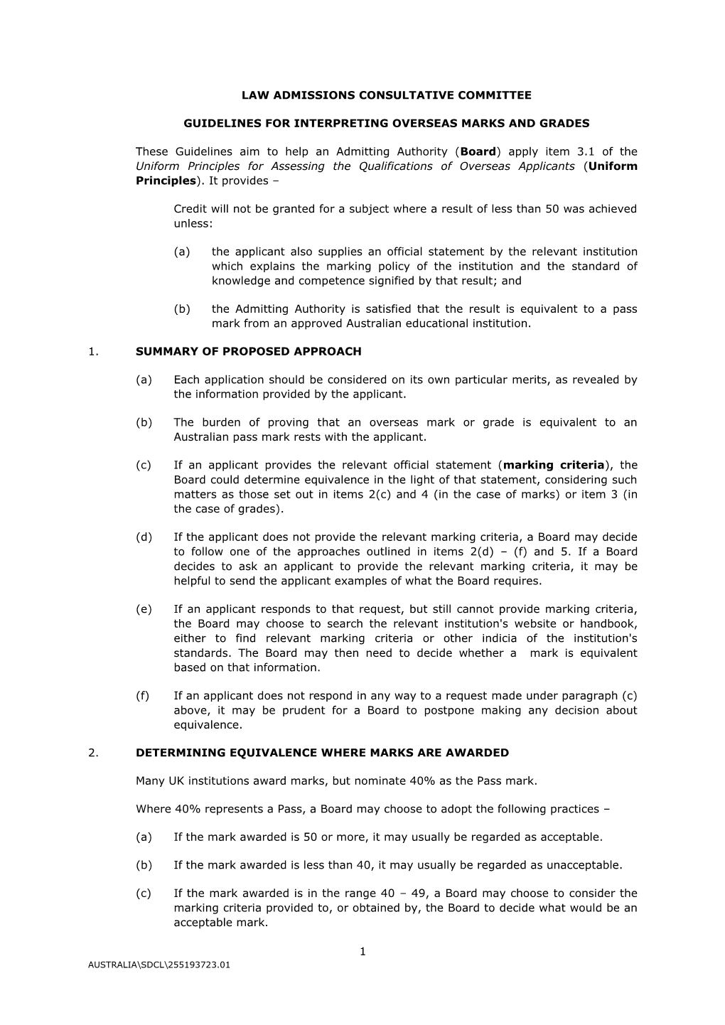 Guidelines for Interpreting Overseas Marks and Grades