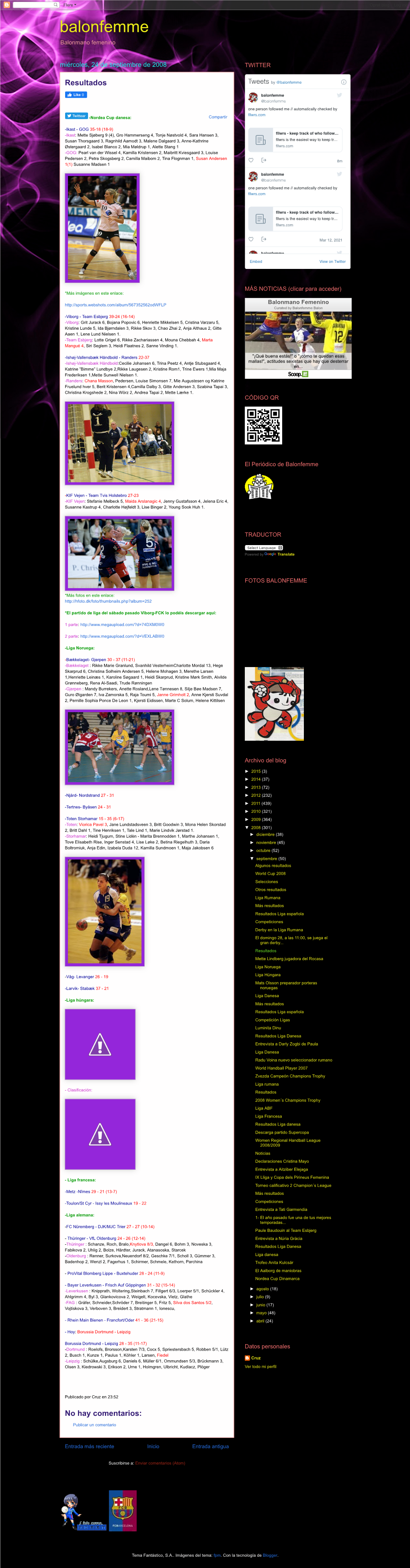 Balonfemme Balonmano Femenino Miércoles, 24 De Septiembre De 2008 TWITTER