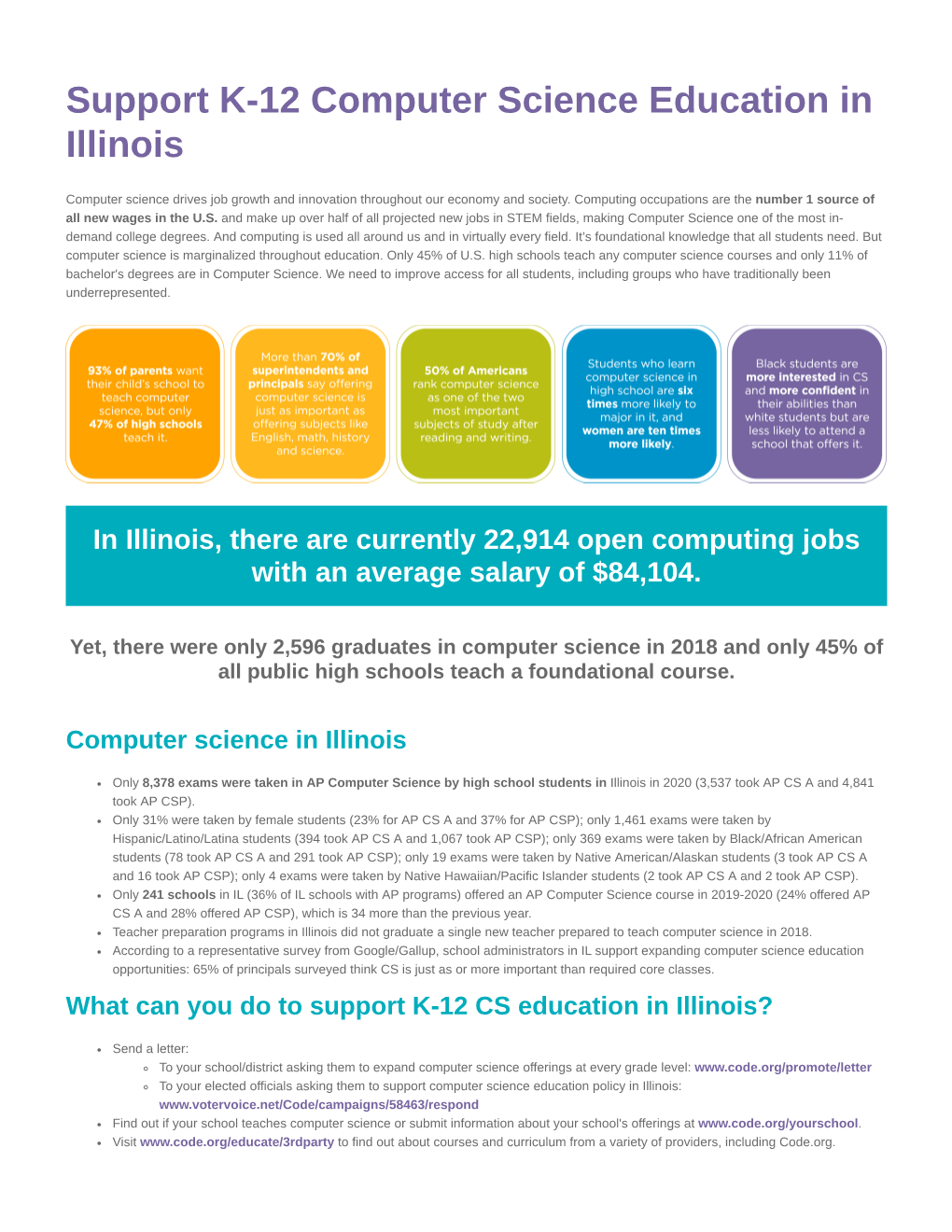 Support K-12 Computer Science Education in Illinois