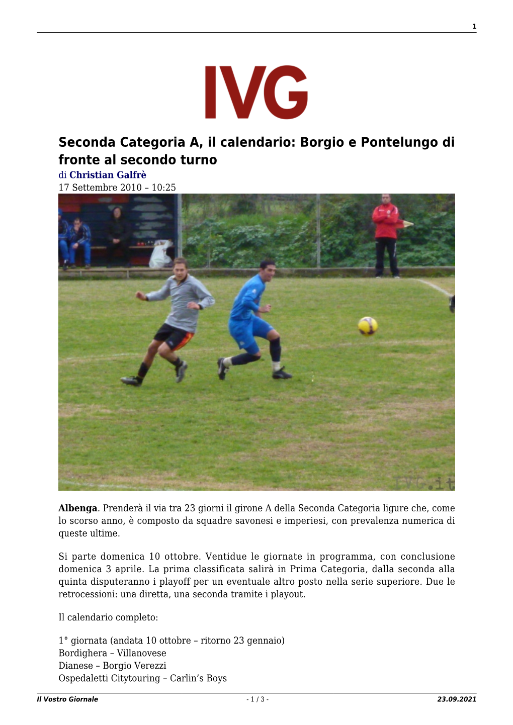 Il Vostro Giornale - 1 / 3 - 23.09.2021 2