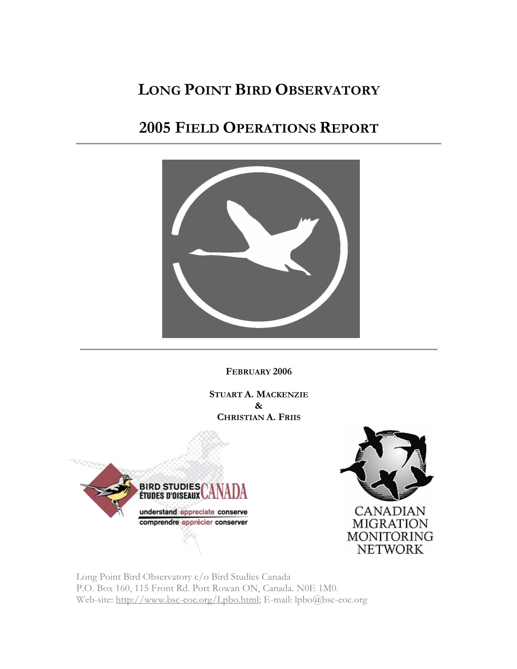 Long Point Bird Observatory 2005 Field Operations Report