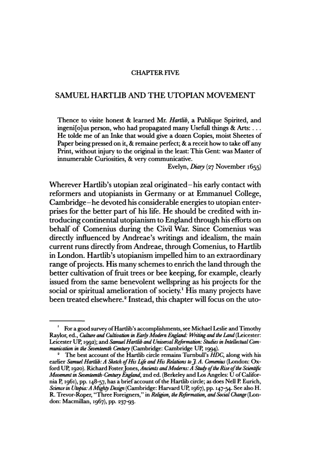 SAMUEL HARTLIB and the UTOPIAN MOVEMENT Wherever