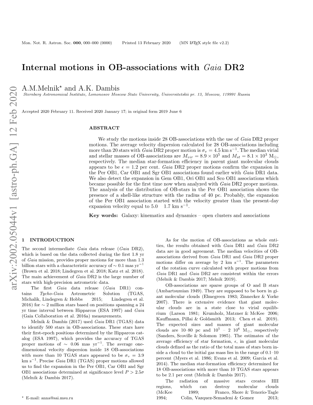 Internal Motions in OB-Associations with Gaia