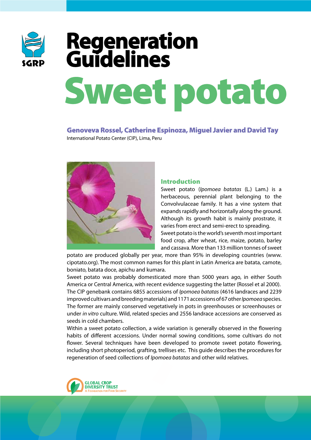 Regeneration Guidelines Sweet Potato