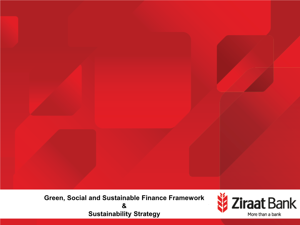 Green, Social and Sustainable Finance Framework & Sustainability Strategy 1 Leading Bank in Turkey with a Diversified Business Model