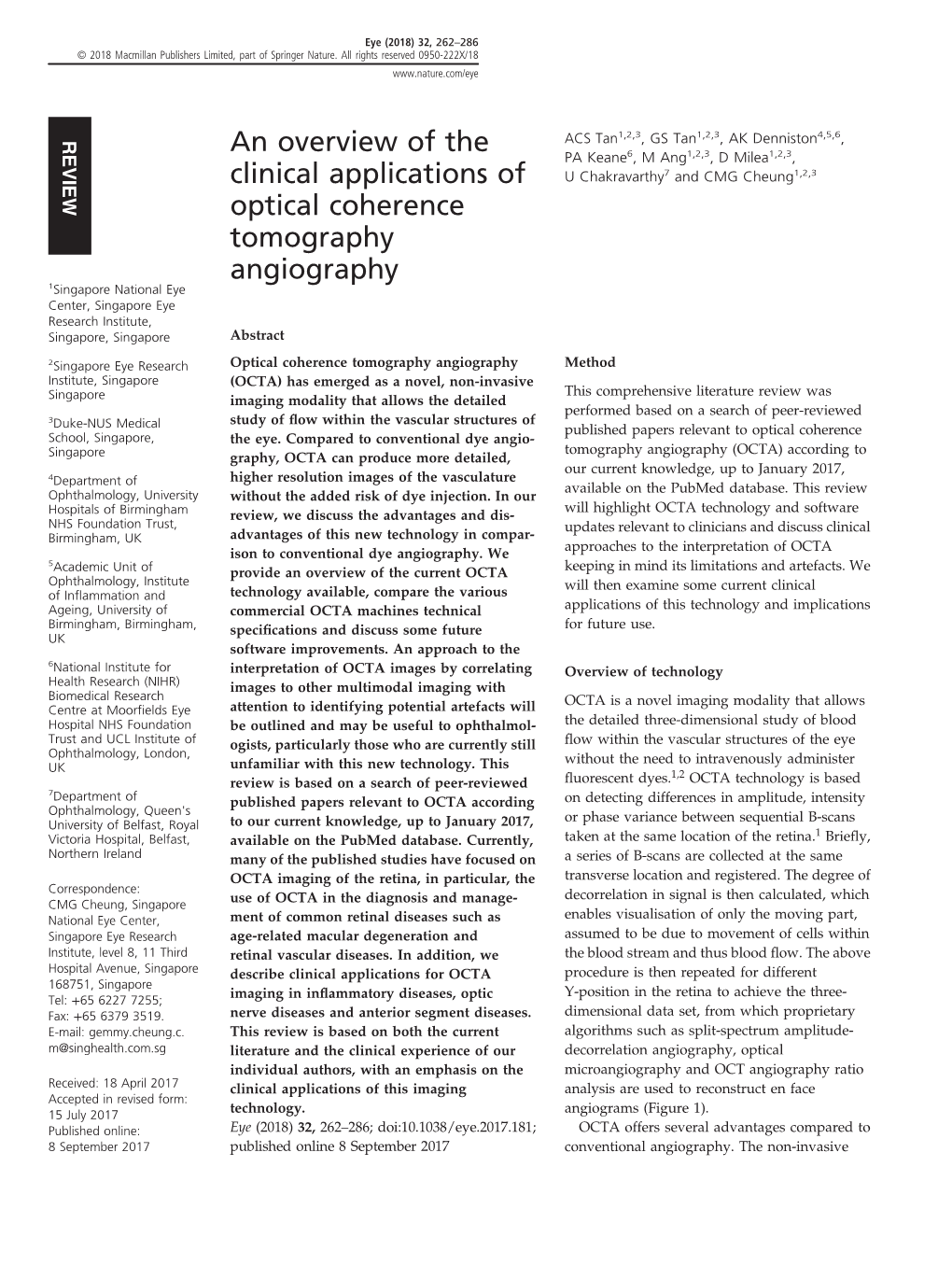 An Overview of the Clinical Applications of Optical Coherence