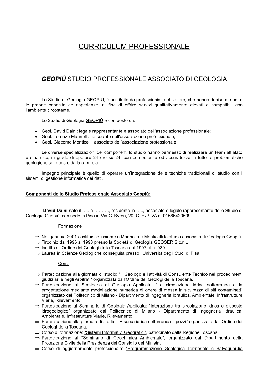 Curriculum Professionale