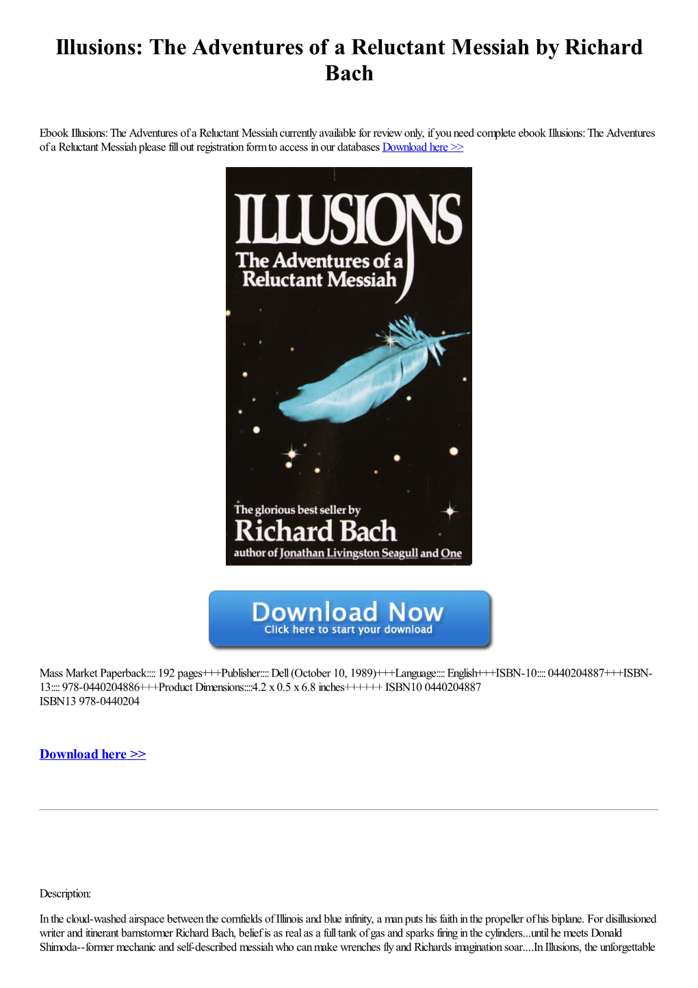 Illusions: the Adventures of a Reluctant Messiah by Richard Bach