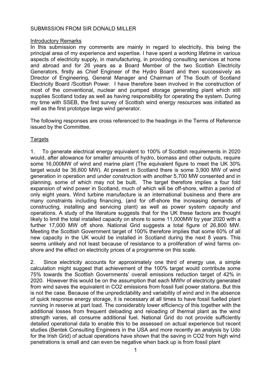 Enquiry Into the Scottish Government's Renewable Energy Targets