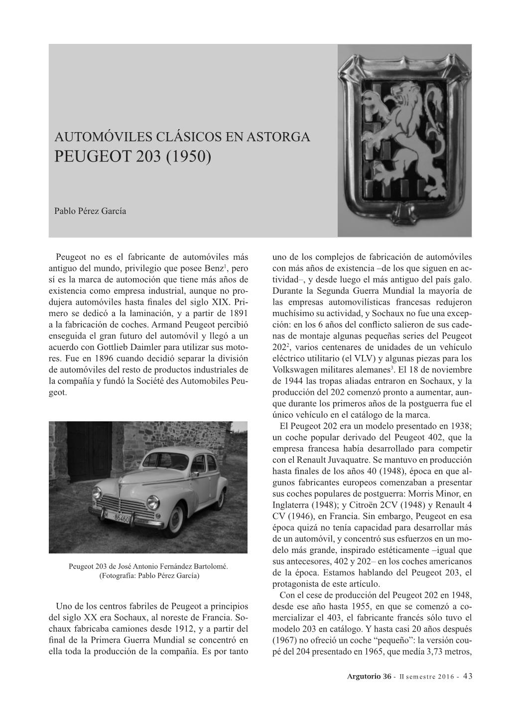 Automóviles Clásicos En Astorga Peugeot 203 (1950)