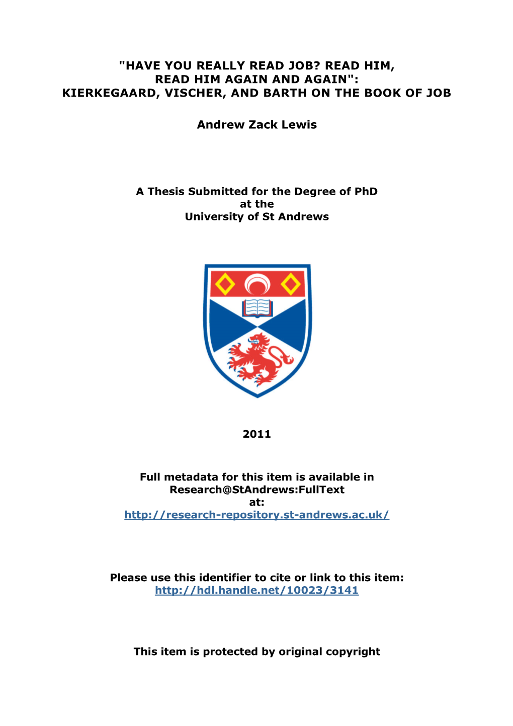 Andrew Z. Lewis Phd Thesis