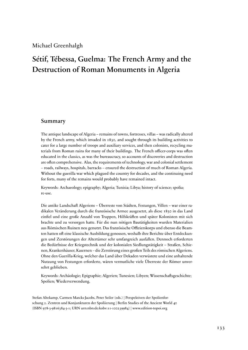Sétif, Tébessa, Guelma: the French Army and the Destruction of Roman Monuments in Algeria