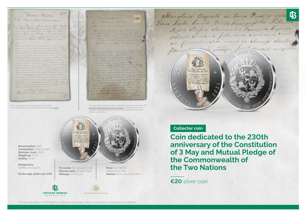 Coin Dedicated to the 230Th Anniversary of the Constitution of 3 May and Mutual Pledge of the Commonwealth of the Two Nations