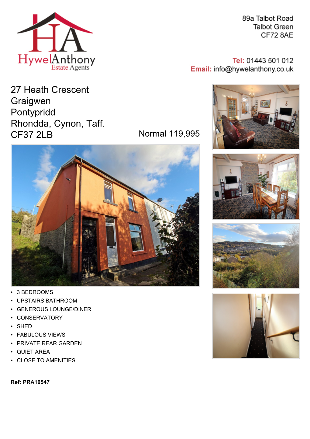 27 Heath Crescent Graigwen Pontypridd Rhondda, Cynon, Taff. CF37 2LB Normal 119,995