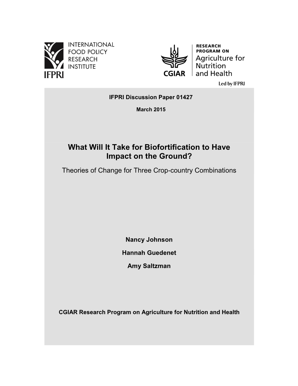 What Will It Take for Biofortification to Have Impact on the Ground?