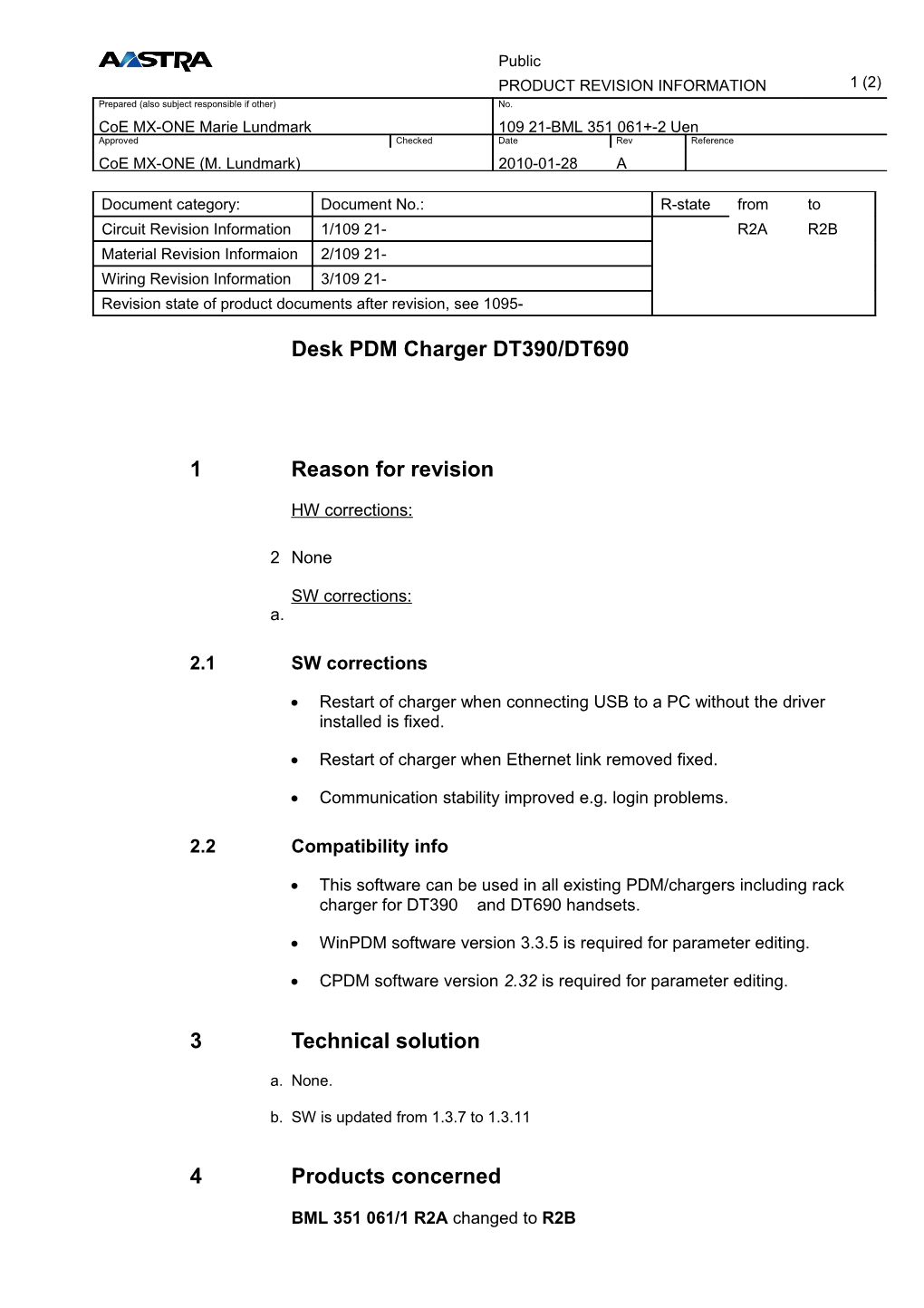 Desk PDM Charger DT390/DT690