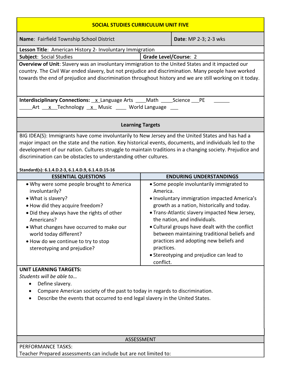 ___ GRADE LAL UNIT ONE LESSON PLAN (Domain) s1