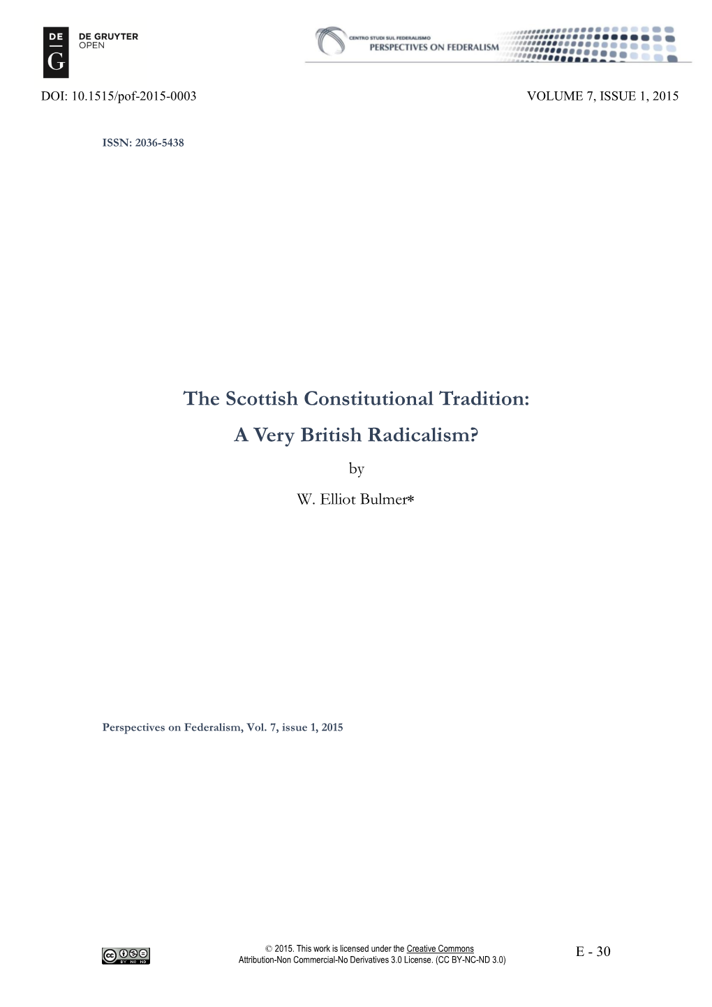 The Scottish Constitutional Tradition: a Very British Radicalism? by W