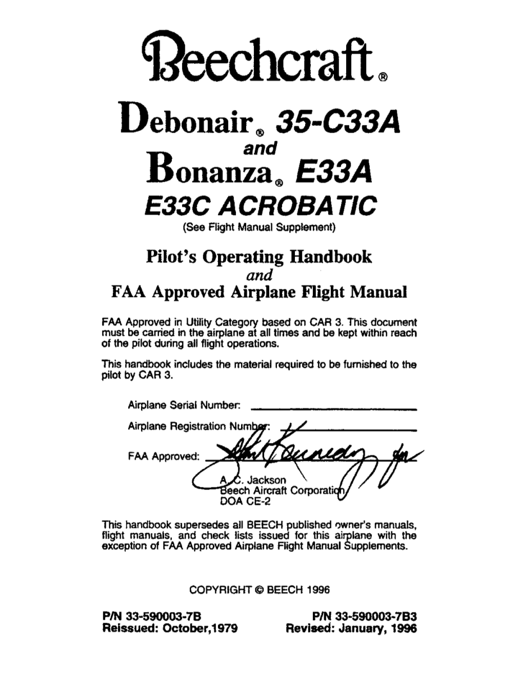 Debonair® 35-C33A Bonanza® E33A