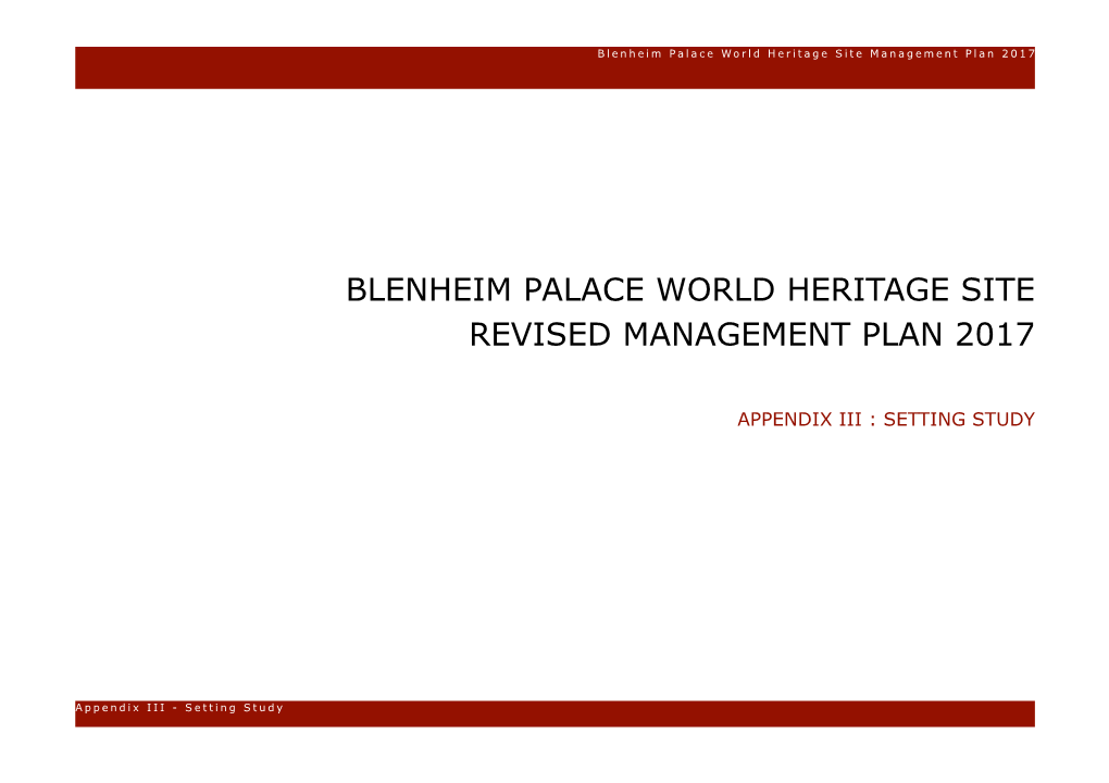 Blenheim Palace World Heritage Site Revised Management Plan 2017