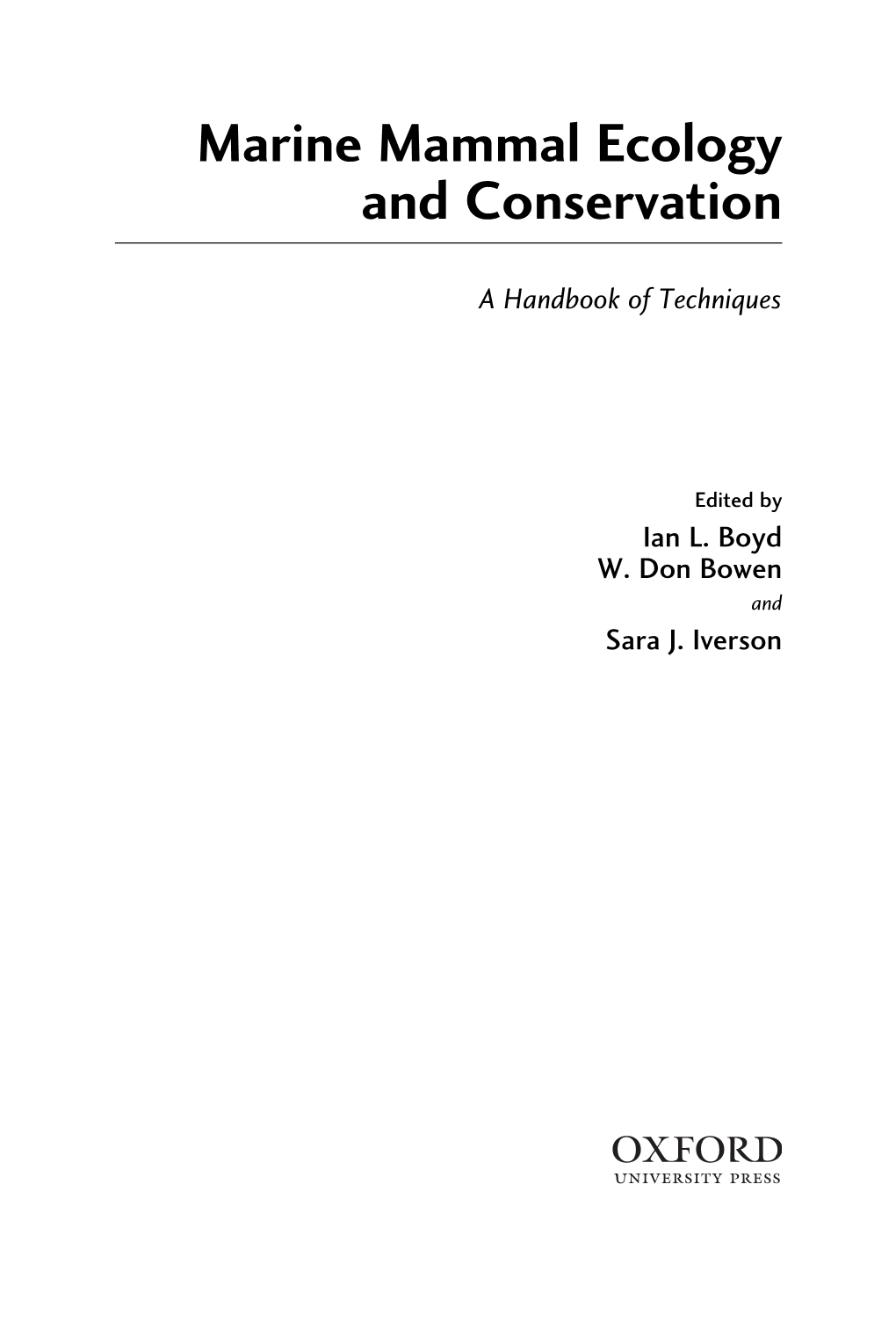 Marine Mammal Ecology and Conservation / 00-Boyd Prelims Page 3 7:41Pm OUP CORRECTED PROOF – Finals, 5/7/2010, Spi