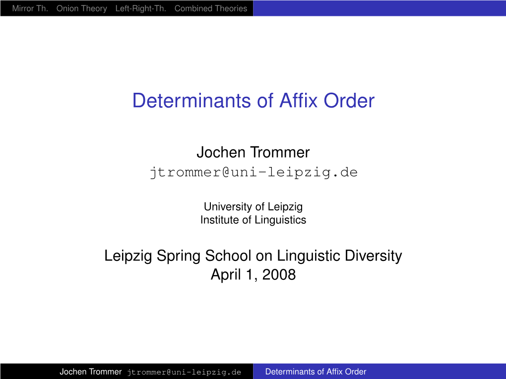 Determinants of Affix Order