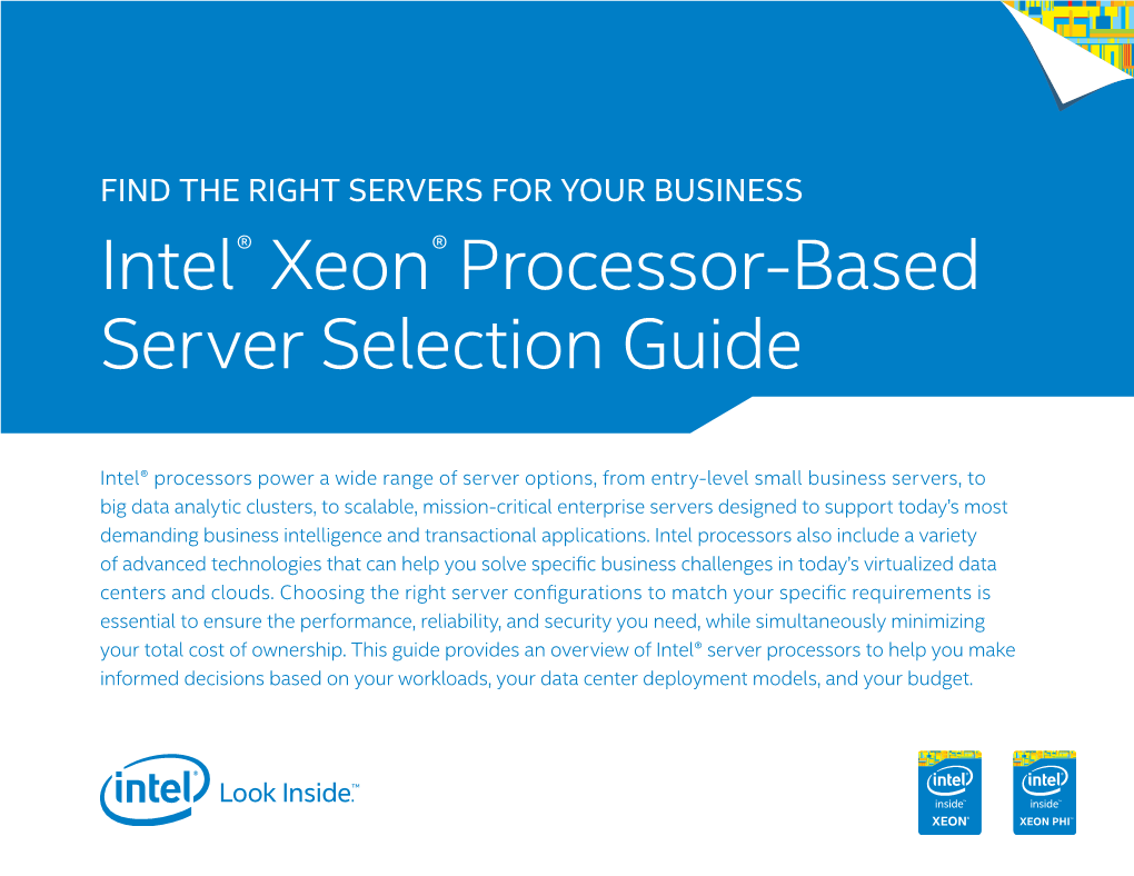 Intel® Xeon® Processor-Based Server Selection Guide