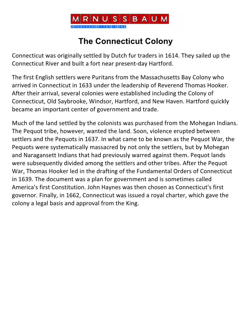 The Connecticut Colony