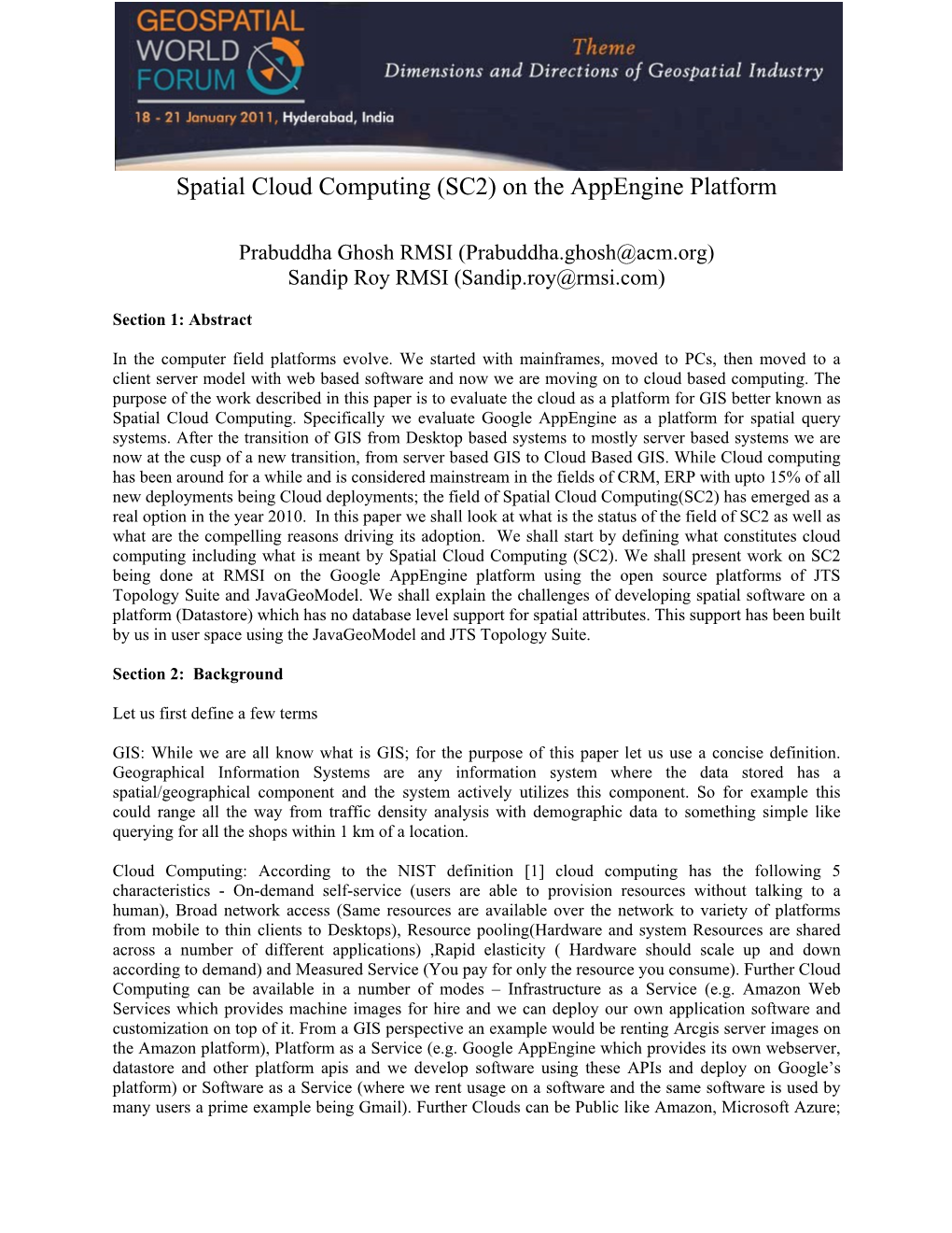 Spatial Cloud Computing (SC2) on the Appengine Platform