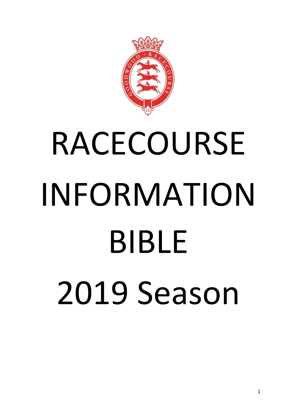 RACECOURSE INFORMATION BIBLE 2019 Season