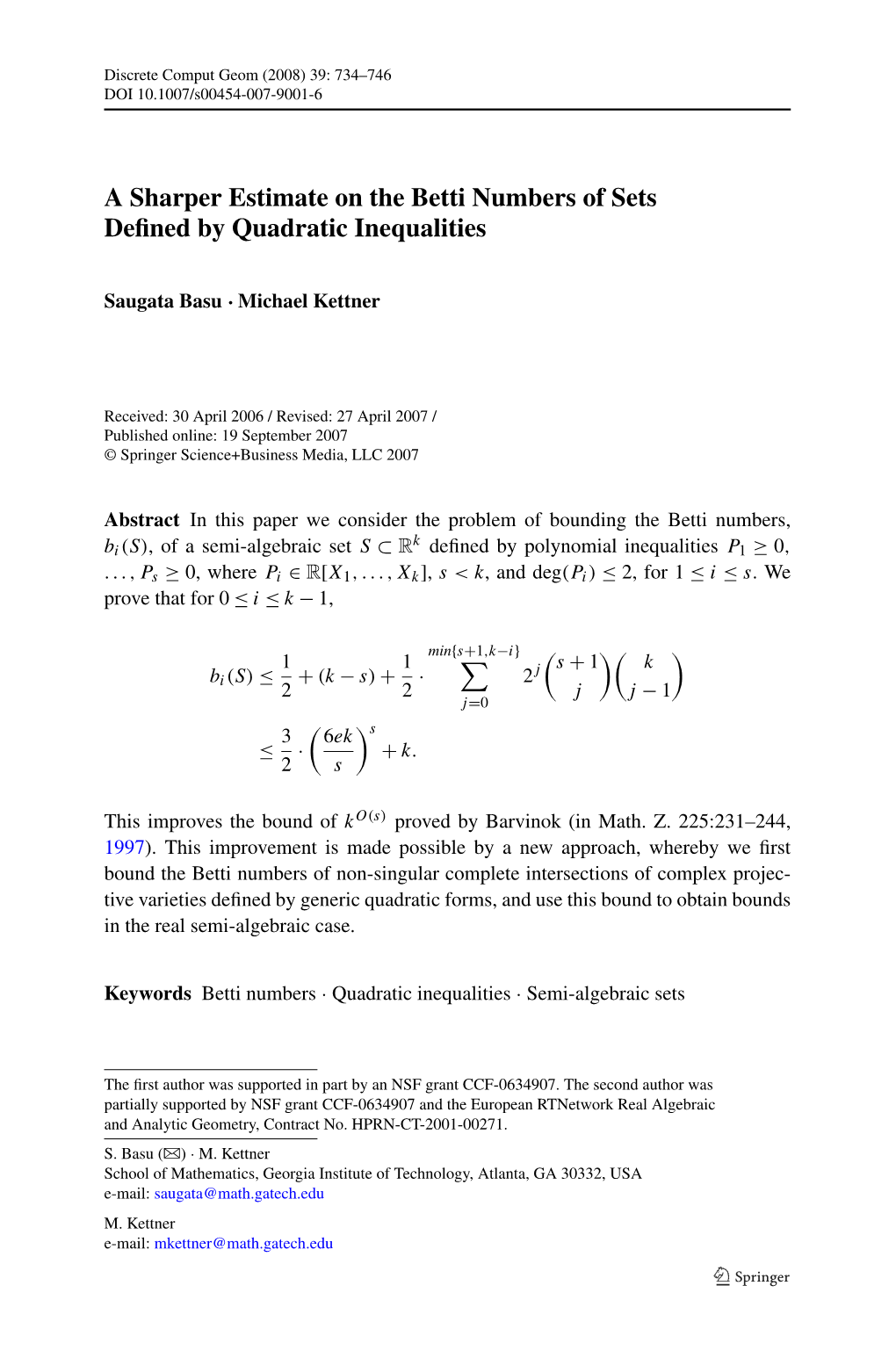 A Sharper Estimate on the Betti Numbers of Sets Defined By